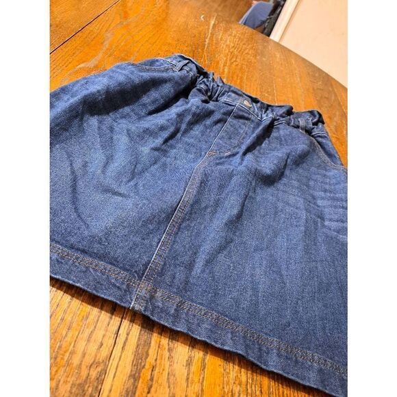 Med LOFT Outlet Denim Blue Jean Paper Bag Elastic Waist Pullon Over Knee Skirt - Picture 3 of 5